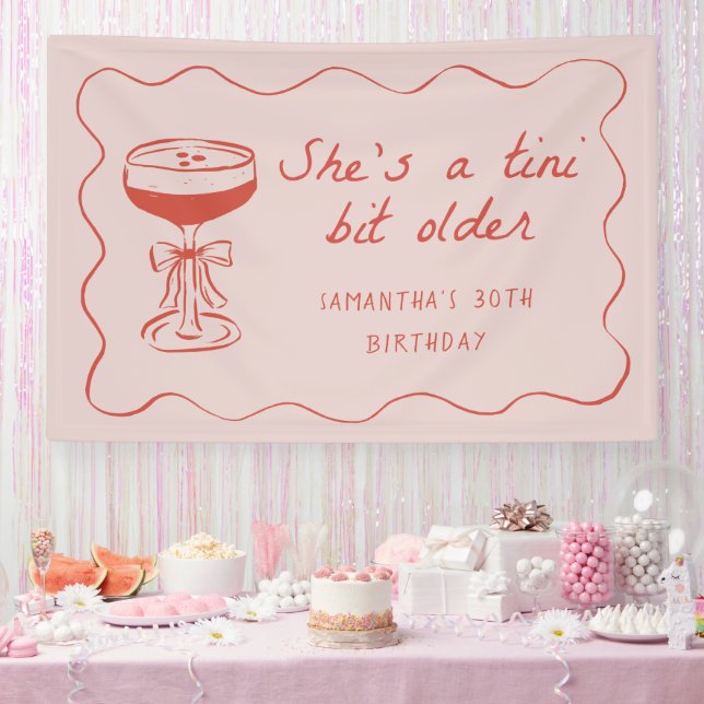 Tini Bit Older Espresso Martini Geburtstag Rosa Banner (Party)