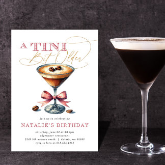 Tini Bit Older Espresso Martini Pink Bow Geburtsta Einladung