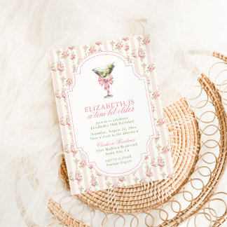 "Tini Bit Older Martini Coquette Pink Geburtstag Einladung