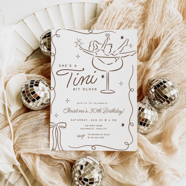 Tini Bit Older Martini Einladung zum Geburtstag (Tini Bit Older Espresso Martini Birthday Invite)