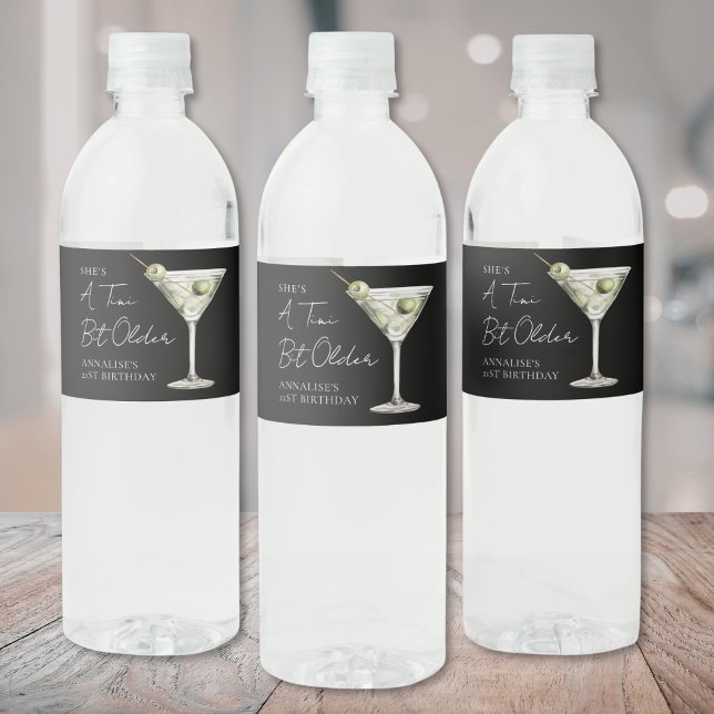 Tini Bit Older Martini Geburtstagsparty Wasserflaschenetikett (Tini Bit Older Martini Birthday Party Water Bottle Label)