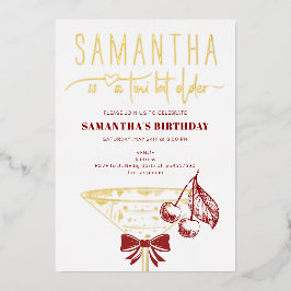 Tini Bit Older Modern Bow Cherry Martini Geburtsta Folieneinladung
