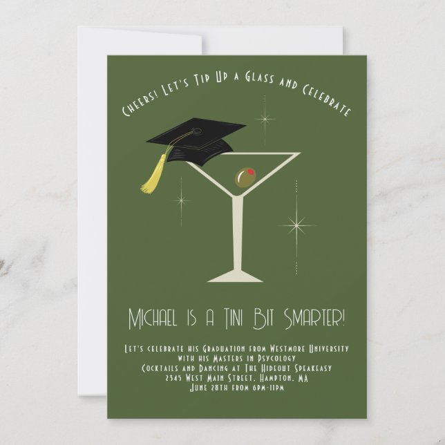 Tini Bit Smarter Abschlussfeier Martini-Bar Einladung (Vorderseite)