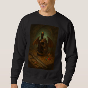 Tini Dragon umarmt eine Weinflasche Fantasiekunst Sweatshirt