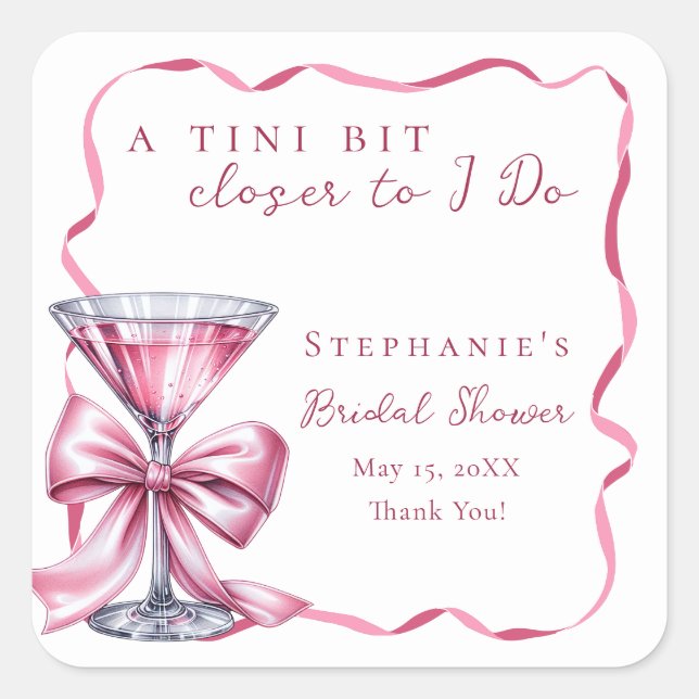 Tini etwas Naher tue ich Pink Martini Brautparty Quadratischer Aufkleber (Vorderseite)