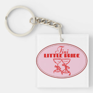 Tini Little Bride Design Rosa Martini-Glas Schlüsselanhänger