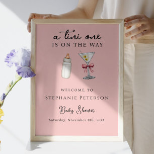 Tini on the way Pink Back Martini Baby Dusche Poster
