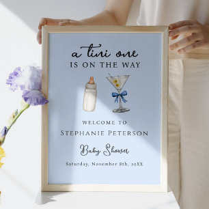 Tini One auf dem Weg Blue Back Martini Baby Dusche Poster