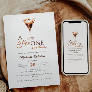 Tini One auf dem Weg Wasserfarbe Martini Babydusch Einladung