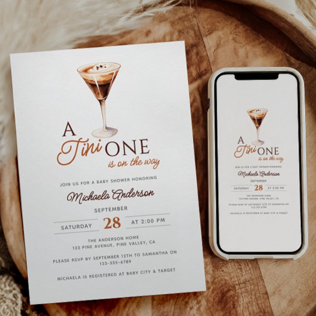 Tini One auf dem Weg Wasserfarbe Martini Babydusch Einladung (Von Creator hochgeladen)