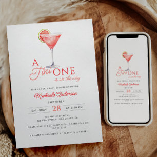 Tini One auf dem Weg Wasserfarbe Martini Babydusch Einladung