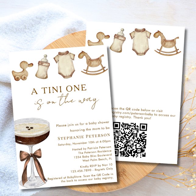 Tini One Espresso Martini Babydusche QR Code Einladung (Von Creator hochgeladen)