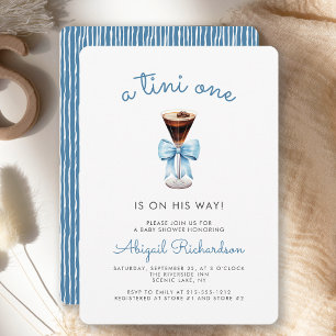 Tini One Espresso Martini Blue Boy Baby Shower Einladung