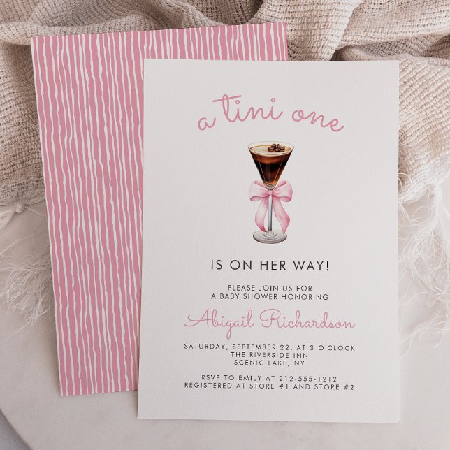 Tini One Espresso Martini Pink Girl Baby Shower Einladung (Von Creator hochgeladen)