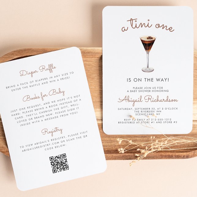 Tini One Espresso Martini QR Code Babydusche Einladung (Von Creator hochgeladen)