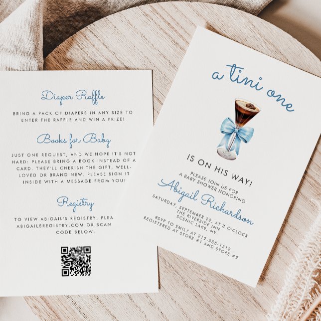 Tini One Espresso Martini QR Code Junge Babyparty Einladung (Von Creator hochgeladen)