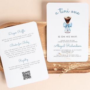 Tini One Espresso Martini QR Code Junge Babyparty Einladung