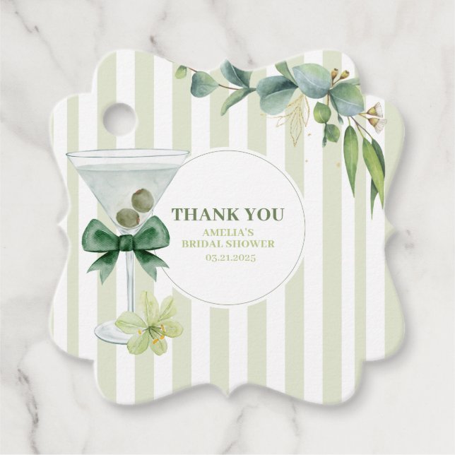 Tini one ist auf dem Weg Martini Baby Dusche Geschenkanhänger (Vorderseite)