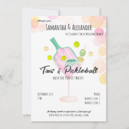 Tini Pickleball Boho Martini Bridal Couples Dusche Einladung