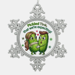 Tink mit Pickle, den wir erwarten Schneeflocken Zinn-Ornament