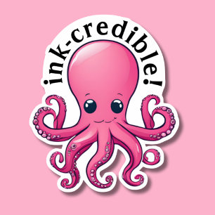 Tinkglaubwürdiger rosa Oktopus wasserdicht Aufkleber