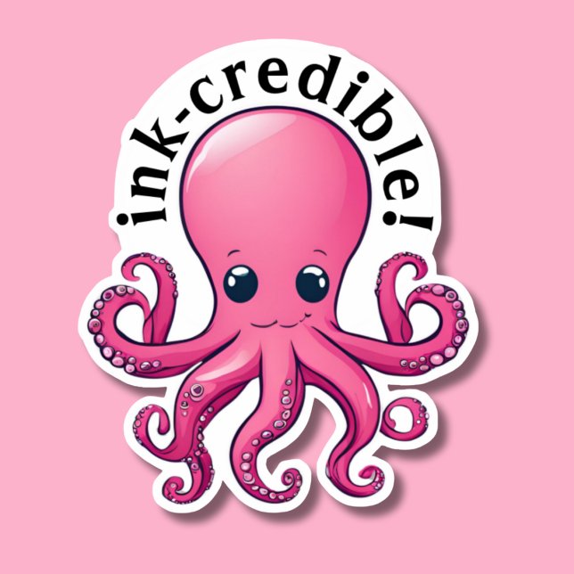 Tinkglaubwürdiger rosa Oktopus wasserdicht Aufkleber (Von Creator hochgeladen)