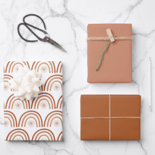TINLEY Bohemisch Terracotta Rainbow Sun Geschenkpapier Set