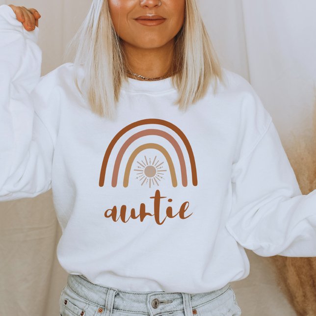 TINLEY Boho Burnt Orange Rainbow Sun Auntie Sweatshirt (Von Creator hochgeladen)