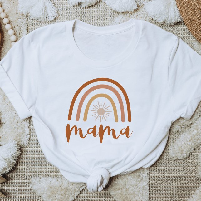 TINLEY Boho Burnt Orange Rainbow Sun Mama T-Shirt (Von Creator hochgeladen)