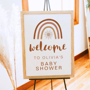 TINLEY Boho Terracotta Rainbow Sun Baby Dusche Poster