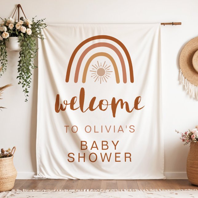 TINLEY Boho Terracotta Rainbow Sun Baby Dusche Wandteppich (Von Creator hochgeladen)