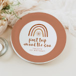 TINLEY Boho Terracotta Rainbow Sun Erster Geburtst Pappteller<br><div class="desc">Die Tinley Collection verfügt über einen bohemianischen Terrakotta-Regenbogen und einen lustigen handgeschriebenen Schriftart. Diese Geburtstagssammlung kann geschlechtsneutral gestaltet werden oder ist perfekt für eine "erste Sonnenreise"-Veranstaltung. Farben in der Sammlung sind bearbeitbar! Bearbeiten Sie Ihre Palette im gesamten Designbereich.</div>