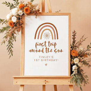 TINLEY Boho Terracotta Rainbow Sun Erster Geburtst Poster