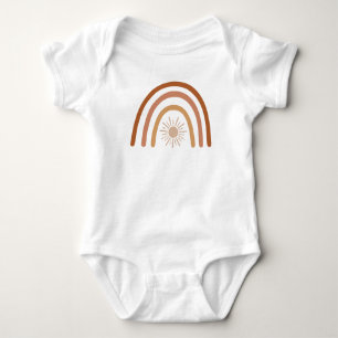 TINLEY Süße Boho-Terrakotta- und Rost-Regenbogen Baby Strampler