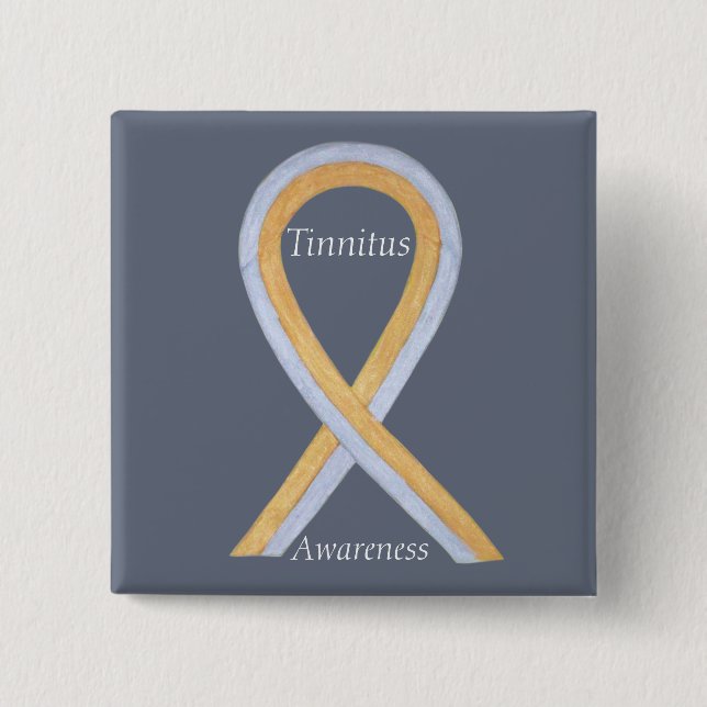 Tinnitus Gold/Silver Awareness Ribbon Custom Butto Button (Vorderseite)