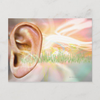 Tinnitus, konzeptionelle Computerkunst. Postkarte