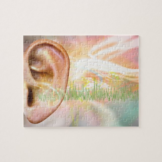 Tinnitus, konzeptionelle Computerkunst. Puzzle (Horizontal)