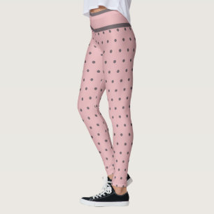 Tinny Polka Dots Pink Gray Leggings