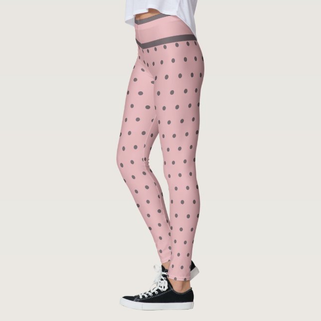 Tinny Polka Dots Pink Gray Leggings (Links)