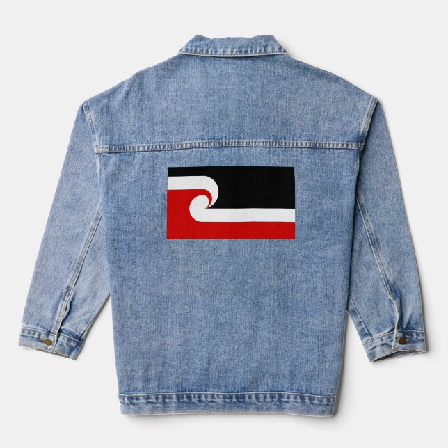 Tino Rangatiratanga Maori Fahne Jeansjacke (Rückseite)