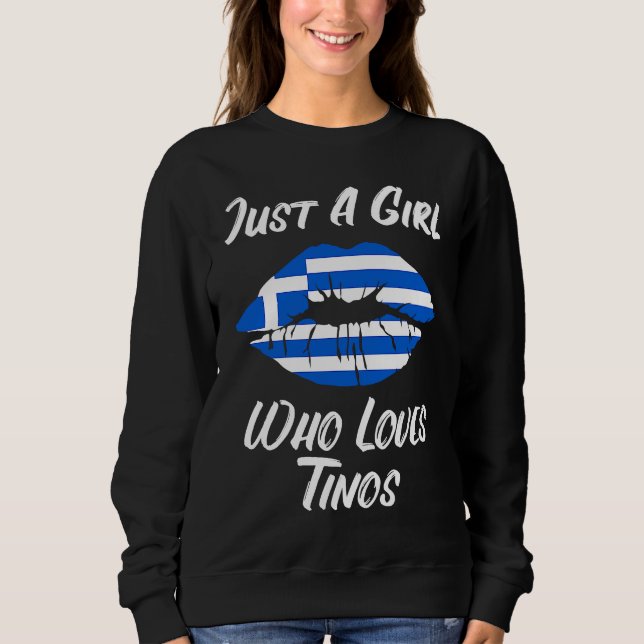 Tinos Lips Mouth Love Greek Flag Sweatshirt (Vorderseite)