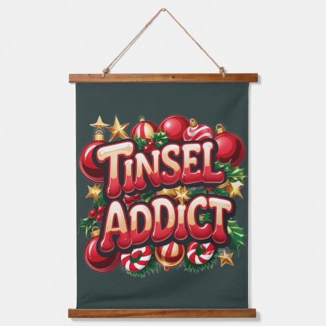 Tinsel Addict Fun Wandteppich Mit Holzrahmen (Vorderseite)
