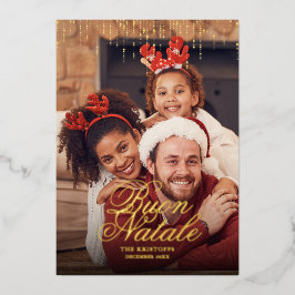 Tinsel Buon Natale Foto grüßen Folien Feiertagskarte