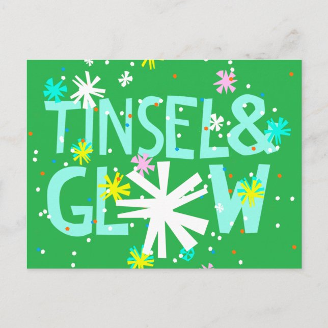 Tinsel & Glow Feiertagspostkarte (Vorderseite)