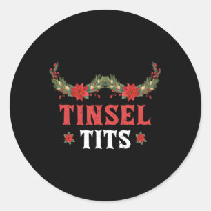Tinsel Jingle Ball Matching Family Group Xmas Runder Aufkleber