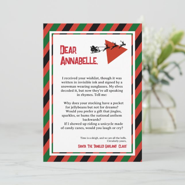 Tinsel Paradox DADA Brief von Santa Einladung (Stehend Vorderseite)