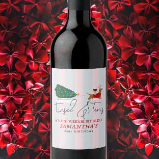 Tinsel & Tinis Tini Weenie Bit Older Xmas Doxie Weinetikett