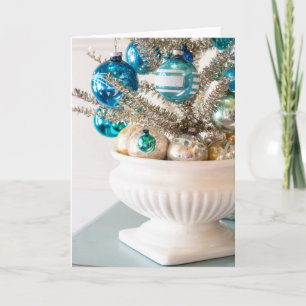 Tinsel Tree mit Vintagen Ornamenten Weihnachtskart Karte