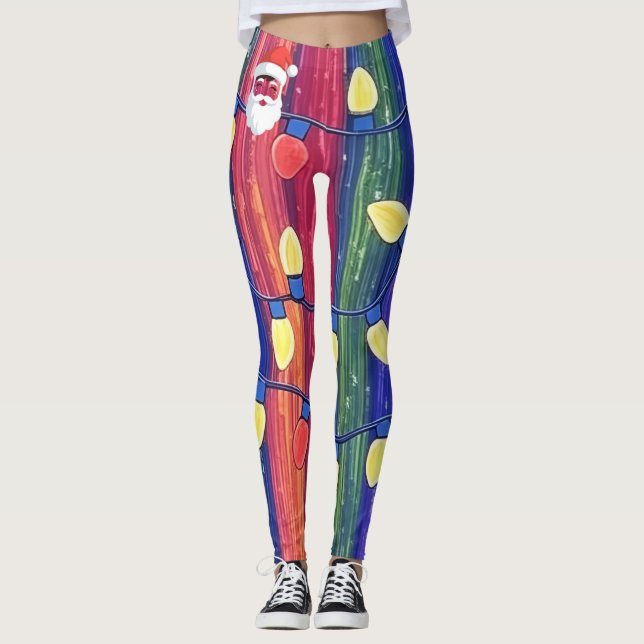 Tinselscheren-Lichter von Santa Leggings (Vorderseite)