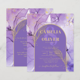 Tinte Abstrakt LILA GOLD Lavendel Wedding INVITE